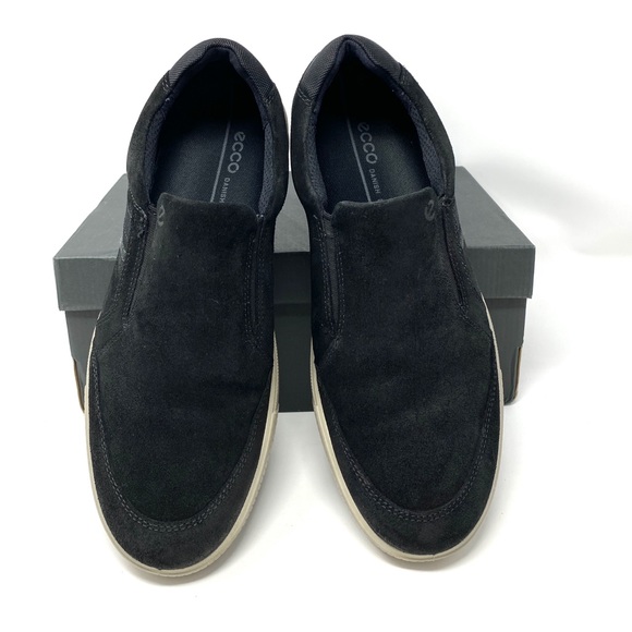 🌿Sale🌿 ECCO Ennio Slip On Suede Men's Sneakers Black Size 9 - Picture 2 of 9